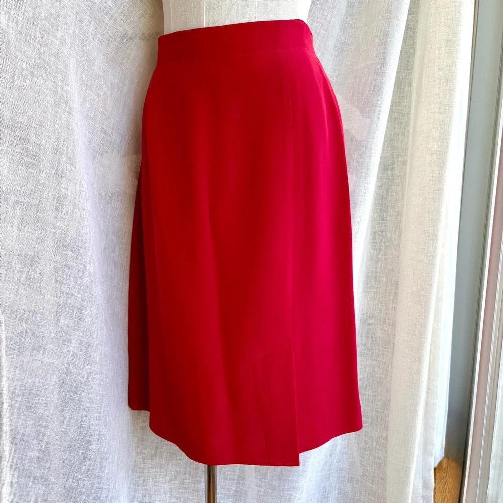 Vintage‎ Evan Picone red silk pencil skirt